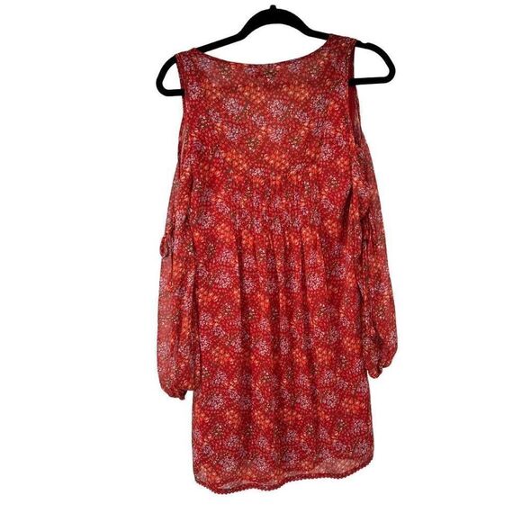 Rebecca Minkoff Red Floral Cold Shoulder Flowy Dress - Picture 2 of 10